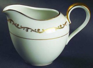 Heinrich   H&C 78358 Creamer, Fine China Dinnerware   Gold Scroll Design  On Bor