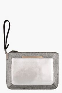 Times Arrow Silver Cracked Leather Ishi Small Wristlet