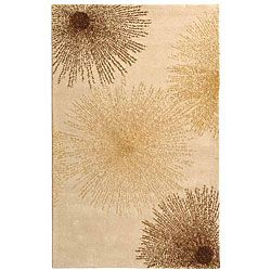 Handmade Soho Burst Beige New Zealand Wool Rug (6 X 9) (BeigePattern GeometricMeasures 0.625 inch thickTip We recommend the use of a non skid pad to keep the rug in place on smooth surfaces.All rug sizes are approximate. Due to the difference of monitor
