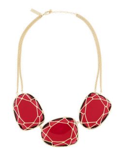 Marcella Three Stone Necklace, Red