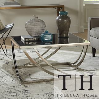 Tribecca Home Anson Steel Brushed Arch Curved Sculptural Modern Coffee Table