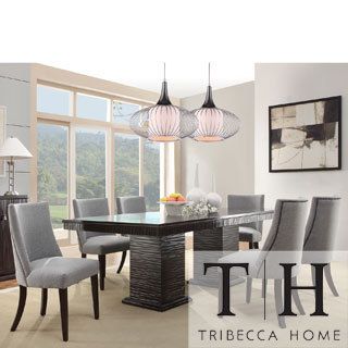Tribecca Home Dominic Espresso Mid century Modern 7 piece Upholstered Dining Set