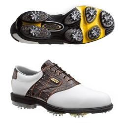 Footjoy Dryjoys Traditional Saddle White/ Brown Gator Golf Shoes