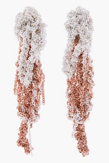 Arielle De Pinto Silver And Rose Gold Two_tone Drip Earrings