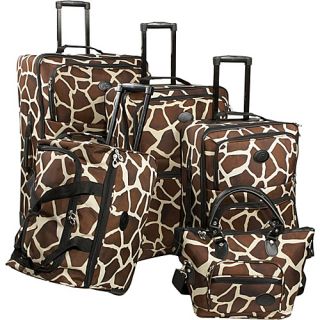 Animal Print 5 Piece Luggage Set Giraffe Brown   American Flyer L