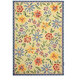 Hand hooked Mosaic Ivory Wool Rug (79 X 99) (IvoryPattern FloralMeasures 0.375 inch thickTip We recommend the use of a non skid pad to keep the rug in place on smooth surfaces.All rug sizes are approximate. Due to the difference of monitor colors, some 