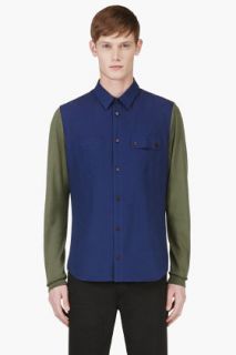 Carven Navy Colorblocked Jersey Sleeve Shirt