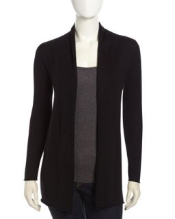 Open Front Cashmere Duster Cardigan, Black