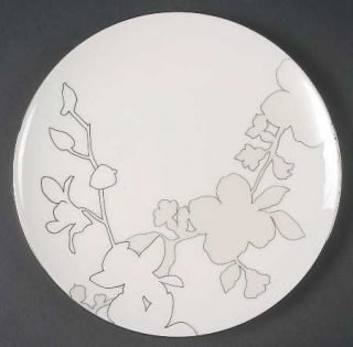 Calvin Klein Silhouette Salad Plate, Fine China Dinnerware   Platinum Floral Out