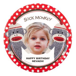 Sock Monkey Red   Personalized Dinner Plates