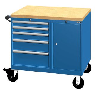 Lista Bench Truck   5 Drawers   Keyed Individually   Bright Blue   Bright Blue
