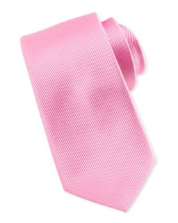 Solid Bias Ribbed Silk Tie, Pink