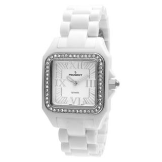 Peugeot Womens Swarovski Crystal Bezel Acrylic Watch   White