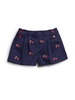 Hartstrings Infants Embroidered Bicycle Sateen Shorts   Navy