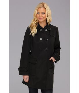 DKNY Double Breasted A Line w/ Contrast Piping Coat Womens Coat (Black)