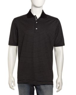 Thin Stripe Polo Shirt, Black