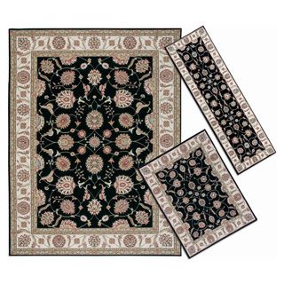 Nourison Persian Floral Collection Black Rug 3 piece Set (22 X 73, 311 X 53, 710 X 106)