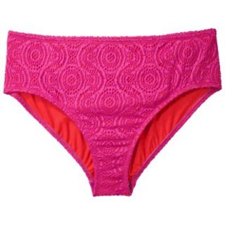 Womens Plus Size Crochet Hipster Swim Bottom   Fire Red 18W
