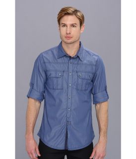 Request Quincy L/S Chambray Mens Short Sleeve Button Up (Navy)