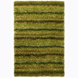 Handwoven Mandara Green Polyester Shag Rug (79 X 106) (Black, brownPattern Shag Tip We recommend the use of a  non skid pad to keep the rug in place on smooth surfaces. All rug sizes are approximate. Due to the difference of monitor colors, some rug col
