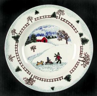Tienshan Winterside Salad Plate, Fine China Dinnerware   Snow Scenes,Houses,Tree