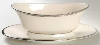 Lenox China Solitaire Gravy Boat with Attached Underplate, Fine China Dinnerware