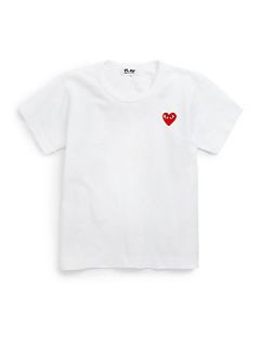 Comme des Garcons Play Toddlers & Little Kids  Heart Emblem Cotton Tee   White