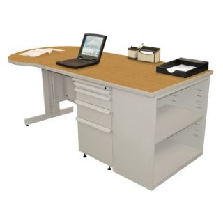 Marvel Office Furniture Teachers 75 Conference Desk with Bookcase ZTCB7530 L