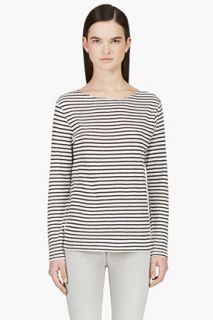 R13 White And Black Breton Stripe T_shirt