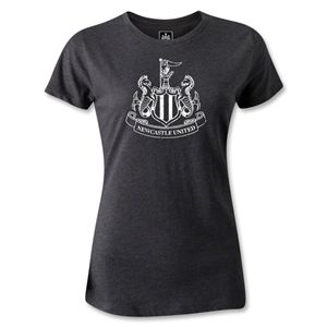 hidden Newcastle United Distressed Crest Womens T Shirt (Dark Gray)