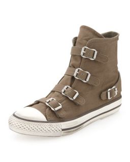 Canvas Buckled Hi Top Sneaker, Army