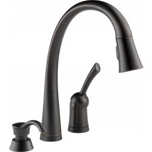 Delta Faucet 980T RBSD DST Pilar One Handle Pull Out Spray Kitchen Faucet with S