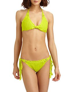 Two Piece Summer Tassel Bikini   Chartreuse