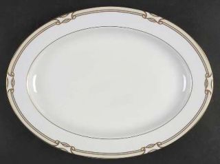Fitz & Floyd Eastchester 14 Oval Serving Platter, Fine China Dinnerware   Gold