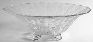 Cambridge Rose Point Clear 4 Toed Footed Bowl   Stem 3121,Clear,Etched