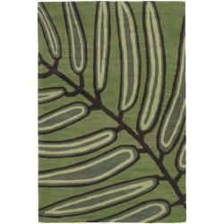 Hand tufted Multicolor Leaf Mandara New Zealand Wool Rug (79 X 106)