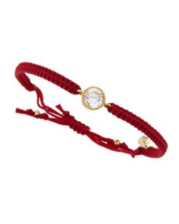 24K Gold Plated Crystal Cord Bracelet, Red