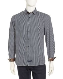Sandawn Dotted Check Sport Shirt, Charcoal