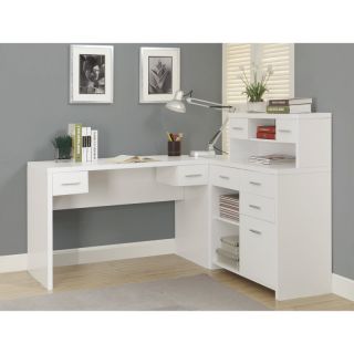 Monarch Hollow Core L Shaped Home Office Desk   White   I 7028