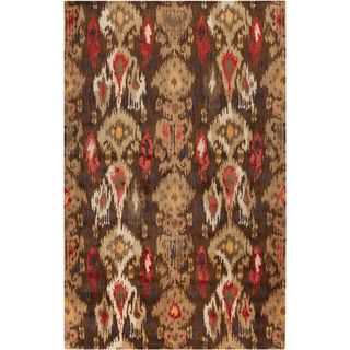 Hand tufted Sable Golden Brown Ikat Wool Rug (33 X 53)