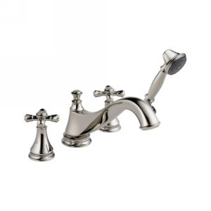 Delta Faucet T4795 PNLHP Cassidy Two Handle Style Roman Tub Faucet with Hand Sho