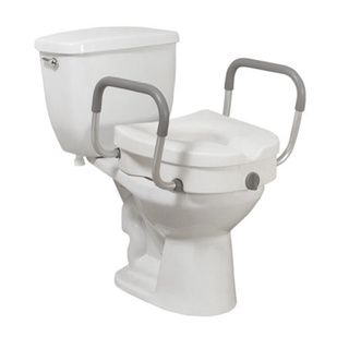 Raised Toilet Seat With Tool Free Removable Padded Arms