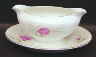 Diamond (Japan) Sterling Rose Gravy Boat with Attached Underplate, Fine China Di