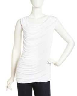 Ruched Viscose Tank Top, Optic White