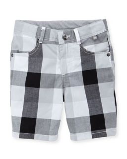 Check Poplin Shorts, Black/Gray, 2 4