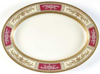 Mikasa Pompadour Ruby 14 Oval Serving Platter, Fine China Dinnerware   Ruby & G