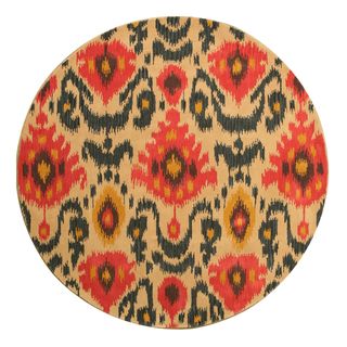 Eorc Hand tufted Wool Ivory Ikat Rug (6 Round)