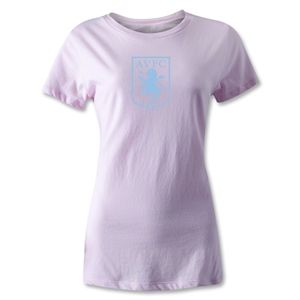 hidden Aston Villa Womens Distressed T Shirt (Pink)