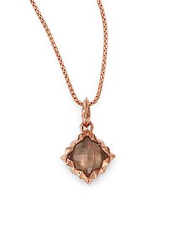 Smoky Quartz & Mother of Pearl Doublet Necklace   Rose Gold