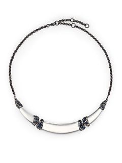 Alexis Bittar Capped Lucite Crescent Necklace   Grey